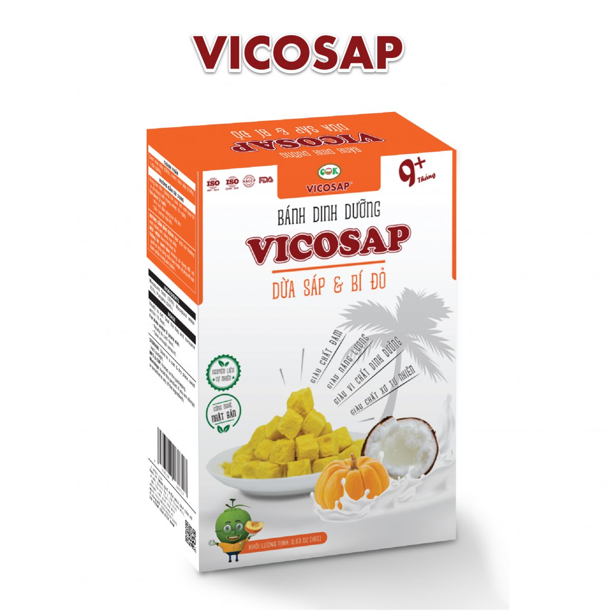 Bánh dinh dưỡng Vicosap - Dừa Sáp & Bí Đỏ [18g]