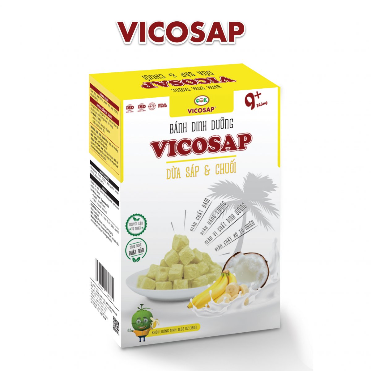 Bánh dinh dưỡng Vicosap - Dừa Sáp & Chuối [18g]