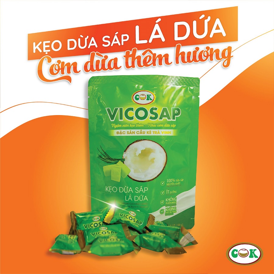 Kẹo dừa sáp vị lá dứa túi 100g