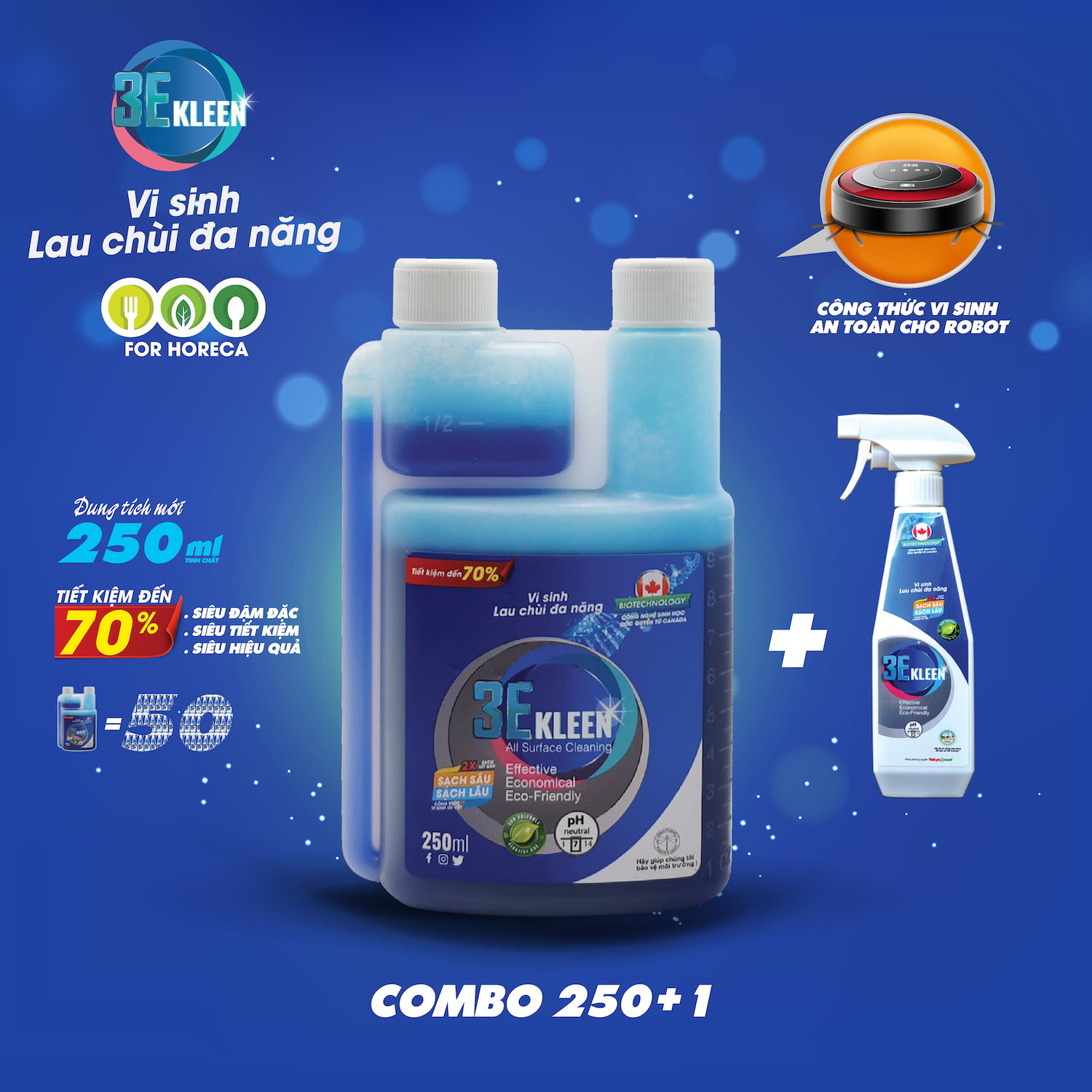 Lau đa năng sinh học 3E KLEEN 250ml